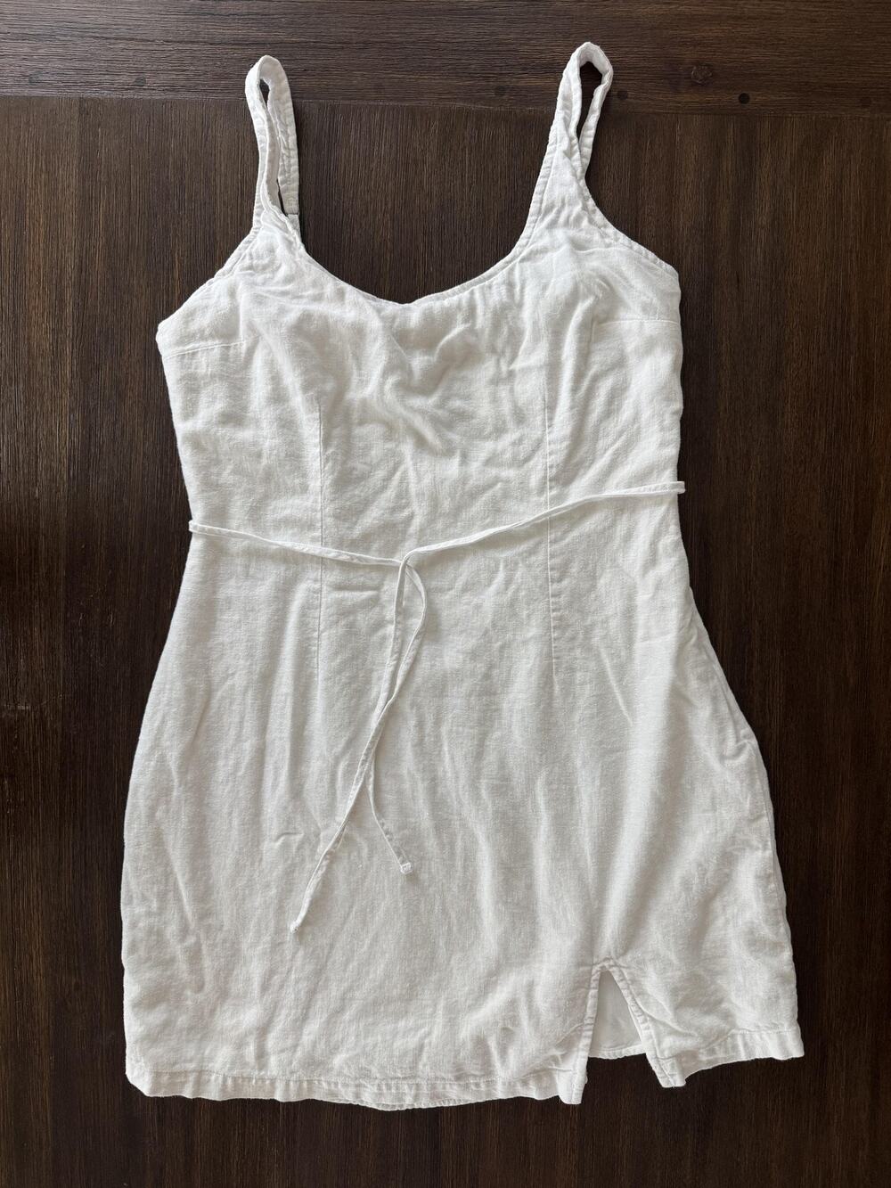 Abercrombie & Fitch Linen Sundress Womens Medium White Scoop Neck Mini Summer